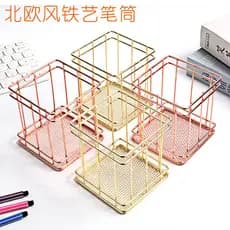 Simples ins Nordic Metal caneta titular prateleira de ferro rosa ouro caneta titular decoração Desktop cesta armazenamen