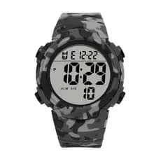 Camuflagem masculino estudante esportes relógio eletrônico multifuncional à prova dwaterproof água tela grande relógio m