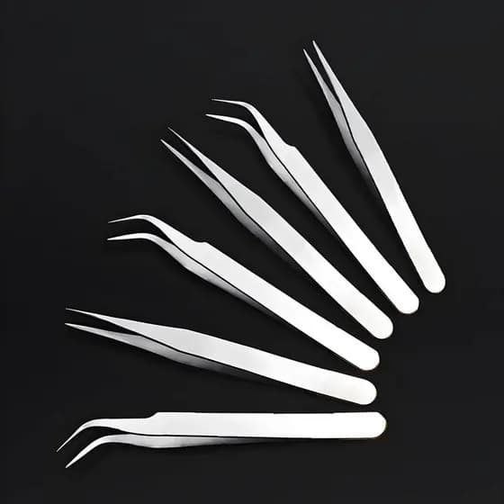 Pinça de clipe de cílios para olhos, artesanal, faça você mesmo, reparo de celular, aço inoxidável, cotovelo reto, cílio