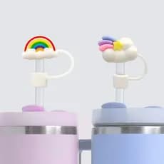 Nova venda quente arco-íris nuvem palha boné 10mm arco-íris nuvem copo de água Anti-poeira Plug High-End sentimento boné