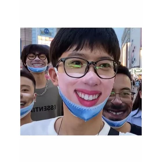 Rosto humano máscara engraçada Smiley máscara facial rindo Douyin Ganlin mesmo estilo boca grande Spoof máscara engraçad