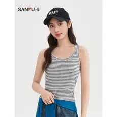 Sanfu Colete 2026 Primavera Gola Redonda Alça de Ombro Larga Solta Casual Sling Top Roupas Femininas514473
