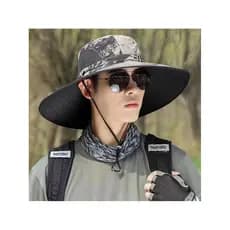 Verão 2026 novo estilo chapéu de sol masculino respirável ao ar livre dobrável guarda-sol camuflagem aba grande pesca mo