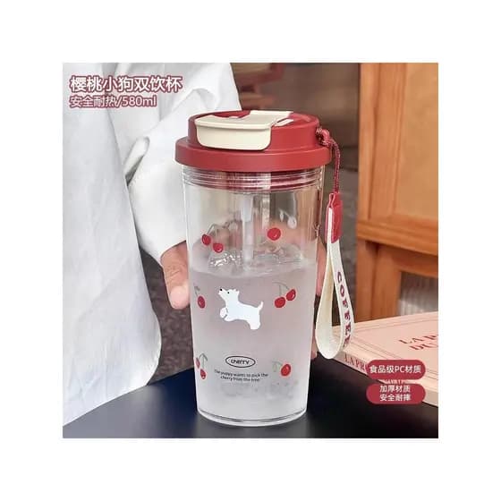 Novo estilo 2025 copo de água meninas café de alto valor copo duplo palha grande capacidade resistente a altas temperatu