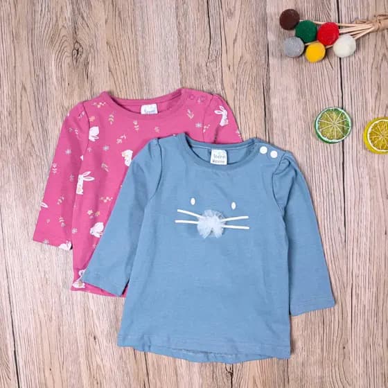 Comércio exterior europeu americano primavera outono crianças puro algodão de manga comprida camiseta bebê menina bonito