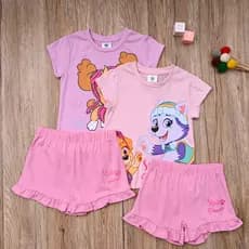 W comércio exterior europeu americano bebê menina verão algodão de manga curta camiseta topo Shorts meninas bonito Casua