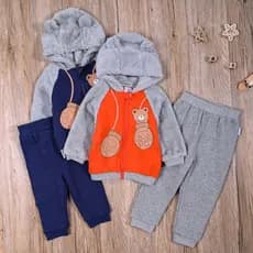 Casa único bebê menino primavera outono com capuz camisa de lã de pelúcia Cardigan jaqueta de pelúcia calças casuais cal