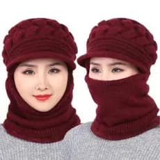 Chapéu feminino de meia-idade idosos inverno All-match engrossado chapéu de lã velo quente babador mãe chapéu um-
