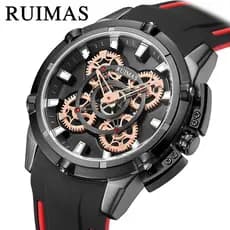 RUIMAS RUIMAS masculino luminoso redondo oco mostrador mecânico moda estudante Silicone relógio esportivo de quartzo