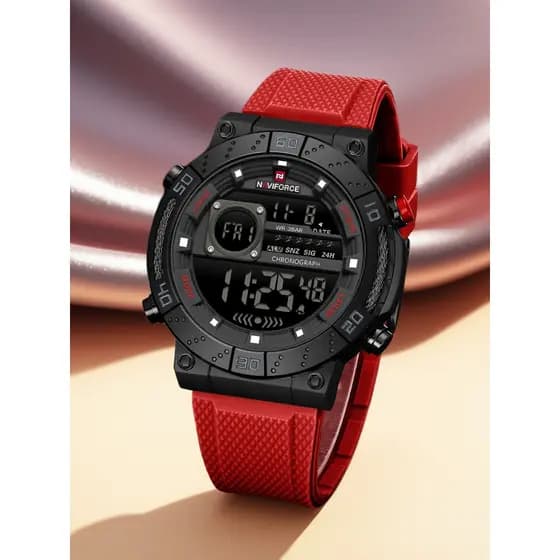 Naviforce líder masculino jovem estudante treinamento esportivo fita de Silicone cronômetro cronógrafo despertador relóg