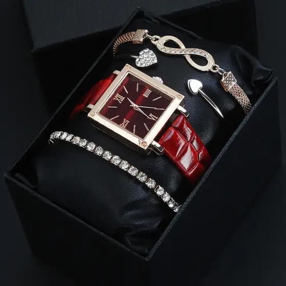 Estilo Retro relógio feminino pulseira conjunto presente relógio de pulso quadrado feminino relógio de quartzo feminino