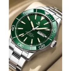 Moda novo estilo de negócios Casual relógio de pulso verde água fantasma relógio mecânico automático masculino taxa reto