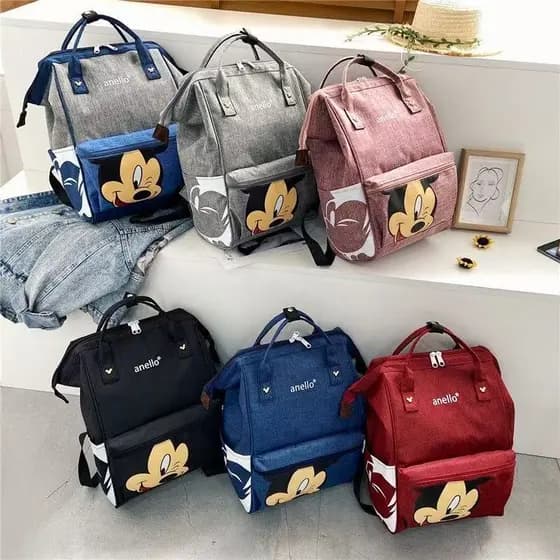 Mochila para maternidade bolsa feminina grande capacidade rosa Mickey mochila 2023 novo estilo (com borla)