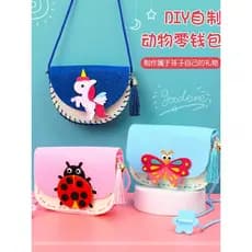 Crianças não-tecido bolsa de moedas diy Material saco dos desenhos animados Animal artesanal saco do jardim de infância