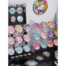 Barra de armazenamento expositor Desktop empilhável Anime periférico linho transparente Multi-camada crachá vale pratele