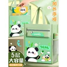 Panda sacola de transporte saco de livro estudantes da escola primária tutorial saco de arquivo de lona à prova dwaterpr