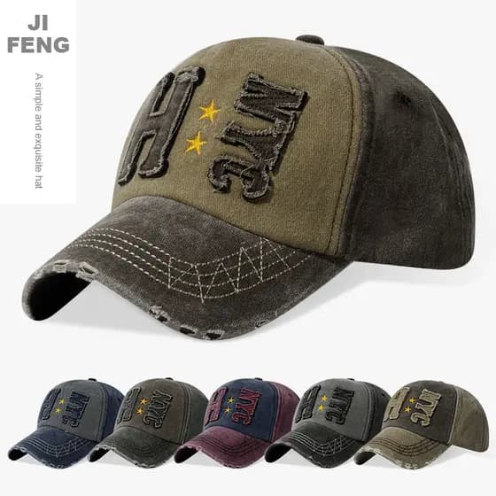 Boné de beisebol retrô bordado desgastado de algodão lavado masculino com bloqueio de cores boné escovado boné de caminh