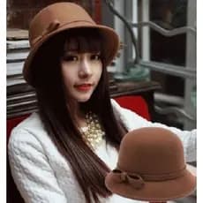 Chapéu feminino outono inverno chapéu superior feminino inverno chapéu de lã feminino versão coreana Casual branco com a