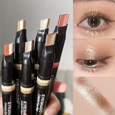 Bastão de sombra preguiçoso de duas cores, moldagem de um toque, perolado, multiuso, cristal brilhante, brilho, à prova