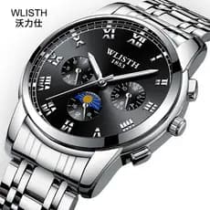 Volix pulseira de aço inoxidável relógio masculino de negócios três olhos moda à prova dwaterproof água relógio de pulso