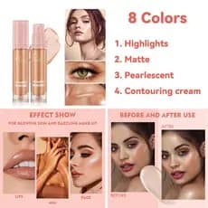 Marcador líquido monocromático iluminador reparação creme fosco perolado Pudaier 8 cores iluminador