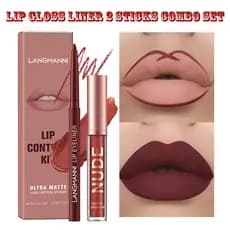 Conjunto De Brilho Labial Fosco + Delineador De 12 Cores , Não É Fácil De Colar ,