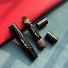 Sk Pincel de maquiagem de duas cabeças Pincel de base Pincel de Blush Pincel de maquiagem de fixação Pincel de pó solto