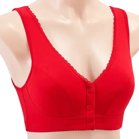 Benming ano grande vermelho de meia-idade idosos mãe sutiã colete estilo Plus Size fivela frontal roupa interior mulhere