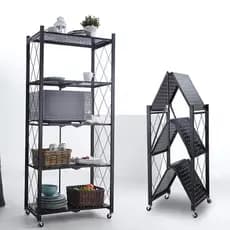 Novo estilo de instalação dobrável suprimentos de cozinha rack de chão Multi-camada diversos pote rack de armazenamento