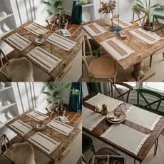Nova venda quente Placemat fazenda Retro juta borla tapete de mesa tigela redonda retangular isolamento térmico guardana