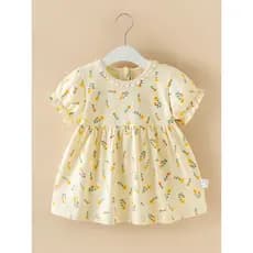 Verão bebê menina saia estilo ocidental pequena princesa Slub algodão roupas da menina do bebê esmeralda vestido de uma