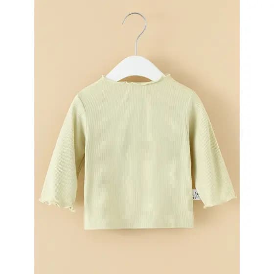 Bebê de manga comprida camiseta cor sólida simples All-Match verão bebê camada Base roupa interior das crianças estilo f