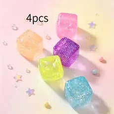 4 unidades de brinquedos criativos de descompressão em forma de cubo de gelo, música macia e extensível, brinquedos de d