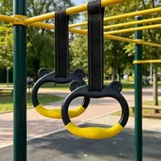 Conjunto de 2 anéis de ginástica em formato de urso ajustáveis Anéis de balanço domésticos Treinamento multifuncional in