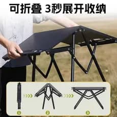 Mesa de abertura rápida para acampamento ao ar livre, liga de alumínio, mesa dobrável portátil, leve, meio dobrável, piq
