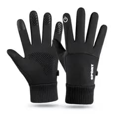 Luvas luvas de esqui dedo dividido Fitness inverno luvas de couro de meia-idade ciclismo veículo elétrico inverno forro