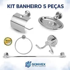 Kit Acessórios Para Banheiro 5 Peças Stander Alumínio e Aço Inoxidável