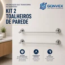 Kit Com 2 Suporte Toalheiro Banheiro Porta Toalha Reto Banho Inox aluminio