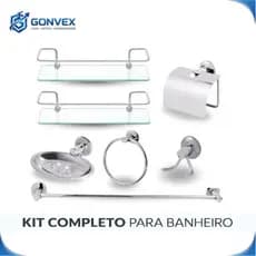 Kit Acessórios para Banheiros 5 Peças Stander com 2 Porta Shampoo Reto Acompanha Parafusos