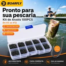 SOARFLY Fishing Kit: 100 Hooks in Sizes 3 to 12 with Storage Case