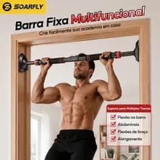 SOARFLY Barra Fixa de Porta 92–100 cm Sem Furar, Ajustável e Antiderrapante para Treino em Casa