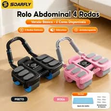 SOARFLY Roda Abdominal Comfort 4 Rodas com 6 Apoios Amplos, Guidão Antiderrapante e Retorno Automático