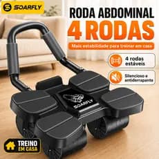SOARFLY Roda Abdominal Pro 4 Rodas com 8 Pontos de Apoio, Retorno Automático e Suporte para Celular
