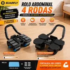 SOARFLY Rolo Abdominal 4 Rodas com Apoio de Cotovelos, Versão Básica e Profissional para Treino de Core em Casa