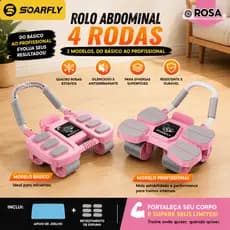 SOARFLY Equipamento Abdominal 4 Rodas para Academia em Casa, Apoio para Cotovelos, Versão Básica ou Profissional