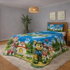 Colcha Cobre Leito Solteiro Bouti Infantil Dupla Face 2 Peças 1,60x2,40m C/ Viés