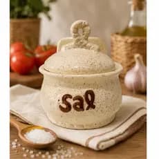 Saleiro Laço de Cerâmica Pintado a Mão Cozinha