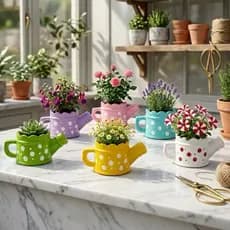 Vaso Cerâmica Mini Regador Colorido Porta Suculenta Planta Decorativo Jardim Mesa Presente Criativo