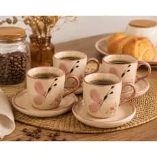 Kit 4 xícara de café com pires de cerâmica 50ml