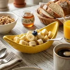 Tigela de Cerâmica Formato Banana Splits – Bowl Decorativo para Frutas e Café da Manhã